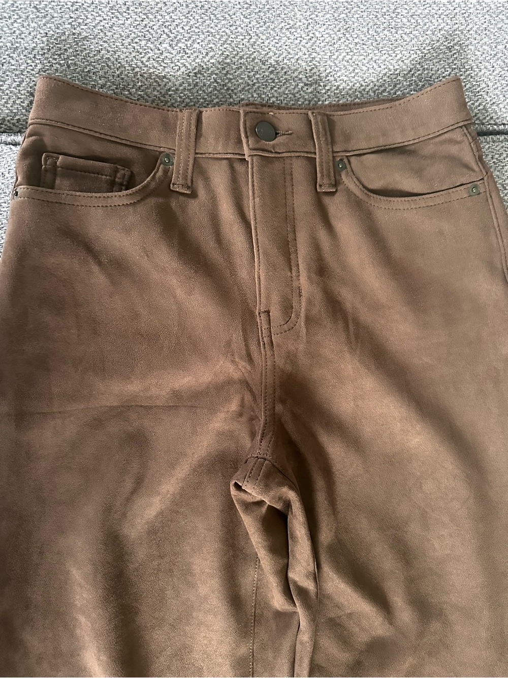 Banana Republic Factory High-Rise Wide-Leg Vegan Suede Pants Chestnut Brown 2
